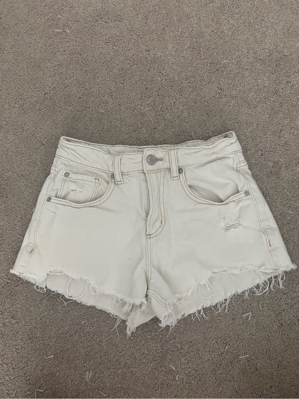 Garage White Distressed Denim Cutoff Shorts